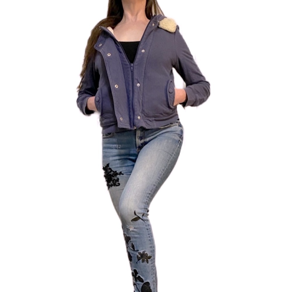 Anthropologie Allihop hoodie jacket blue medium - Picture 3 of 16